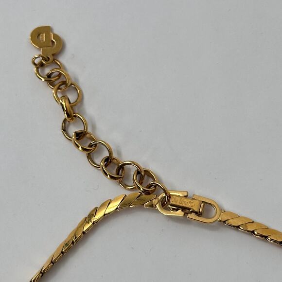 Christian Dior Vintage 1970s Oval White Pearl Black Enamel Crystals Necklace - Picture 7 of 7